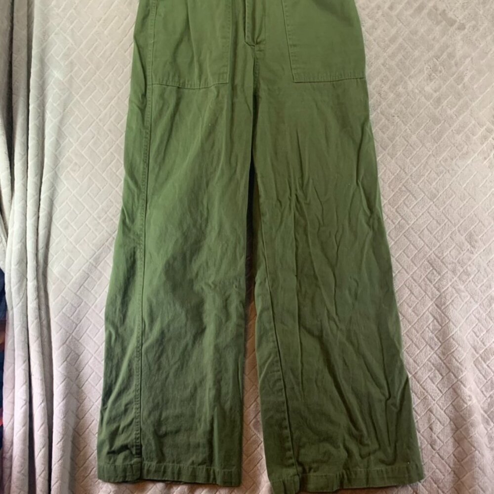 Forever 21 Jumpsuit Womens Medium Army Green Short Sleeve Wide Leg - Picture 3 of 14